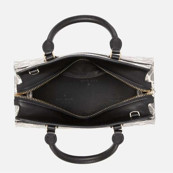 New Kate Spade Signature Spade Flower Small Satchel Black Multi - Picture 4 of 5